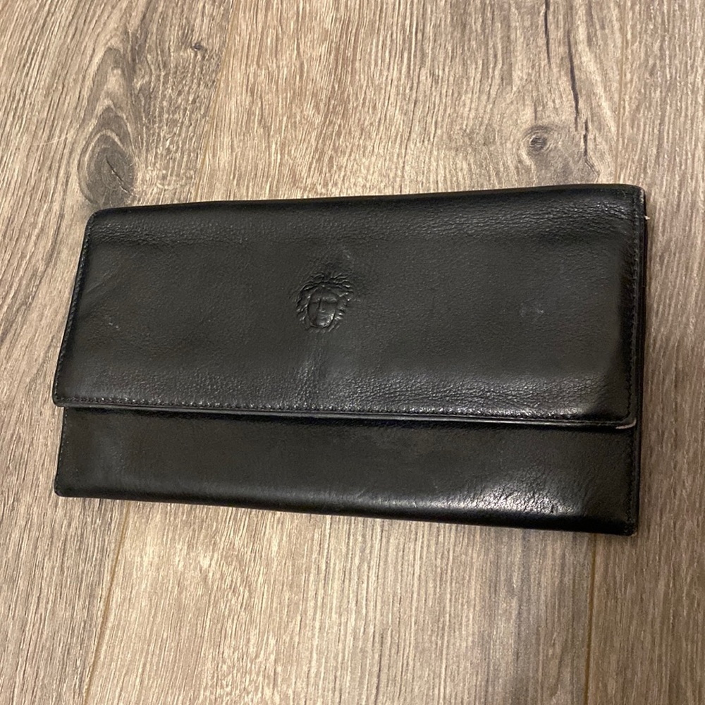 Vintage Versace black leather wallet